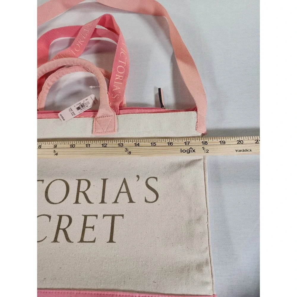 NEW Victoria's Secret 2 in‎ 1 Cooler Tote Bag Womens Pink Canvas Insulated Beach